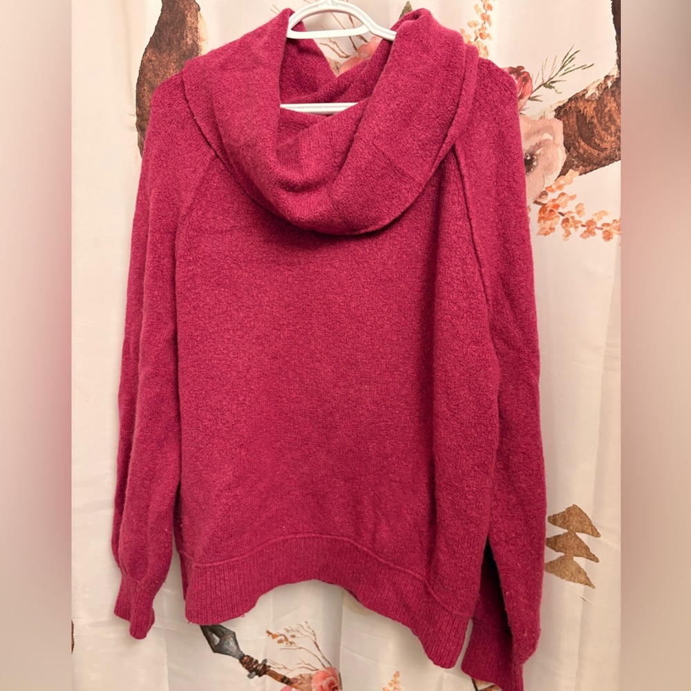 Free People Fuchsia Cowl Neck Sweater